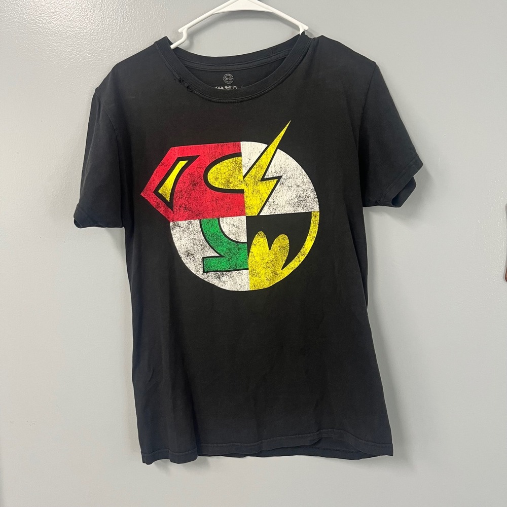 DC Comics Originals Mens Sm Justice League Shield Graphic T-Shirt Black‎ Cotton